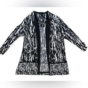 Perceptions NY Abstract Print Open Front Cardigan Jacket Size 12 Modern Chic‎